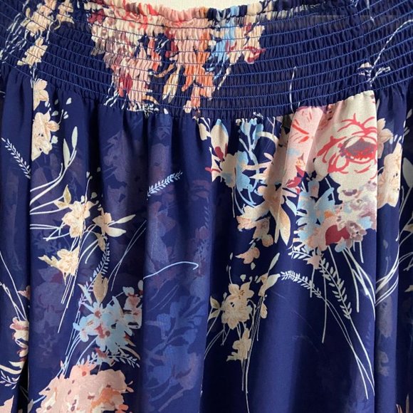 Yumi Kim Off the Shoulders Blue Blouse with Floral Design, Size Small - Picture 7 of 7